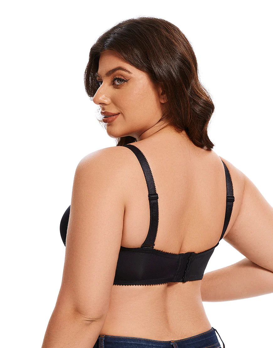 Ladify Curvy Lightly Padded strapless Wired Bra-BLACK