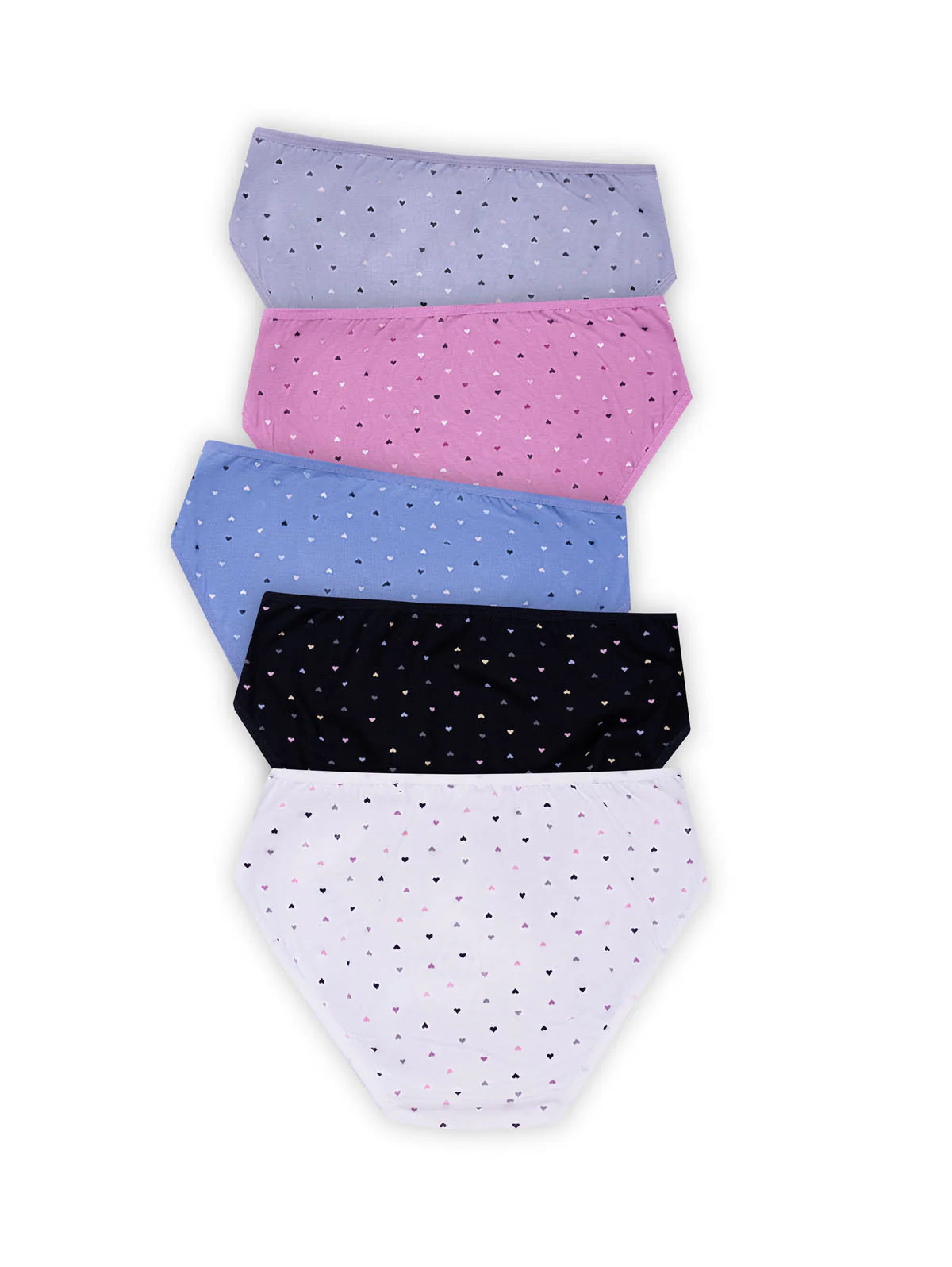 Ladify - Primula Mid Rise Cotton Panty - Pack Of 5