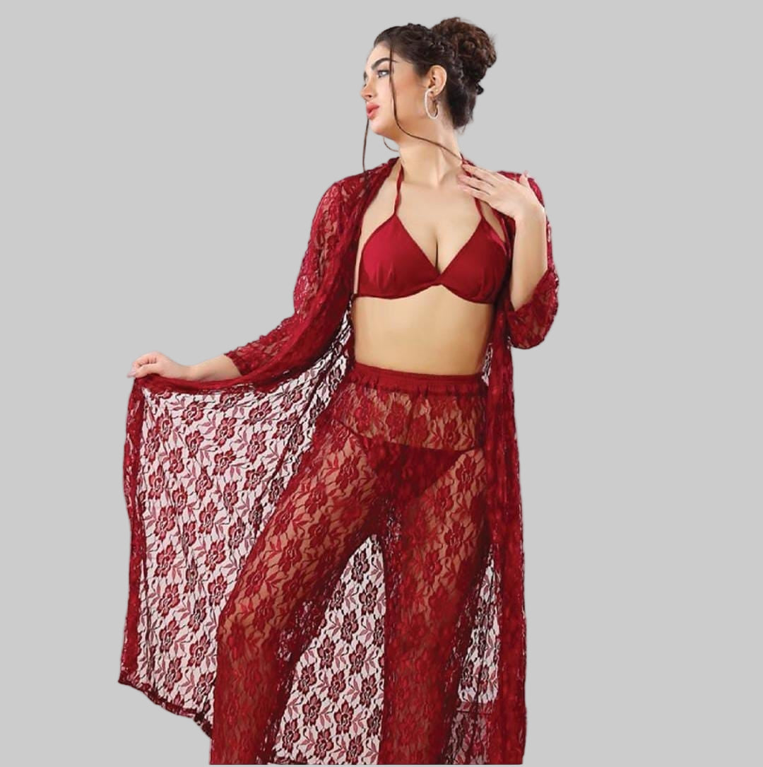 4 Piece Bridal Night Suit – Elegant & Luxurious