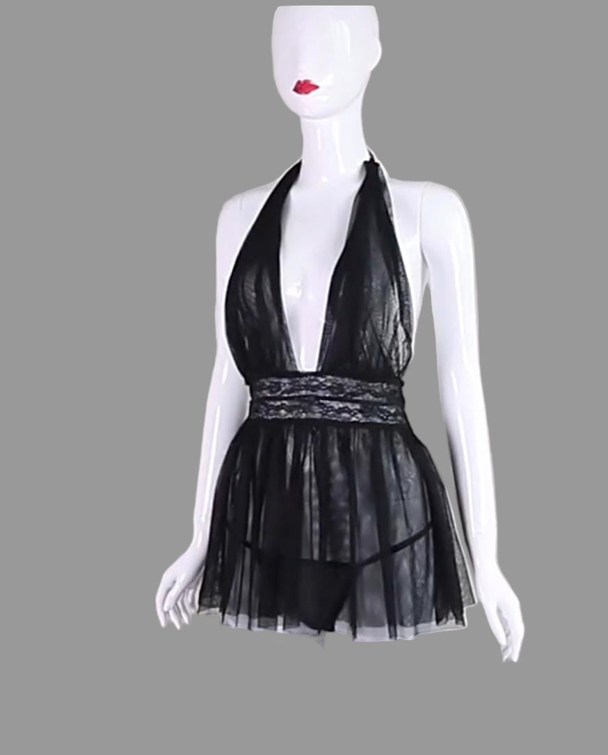 2 Piece Net Nighty with Thong Panty – Elegant & Bold Free Size