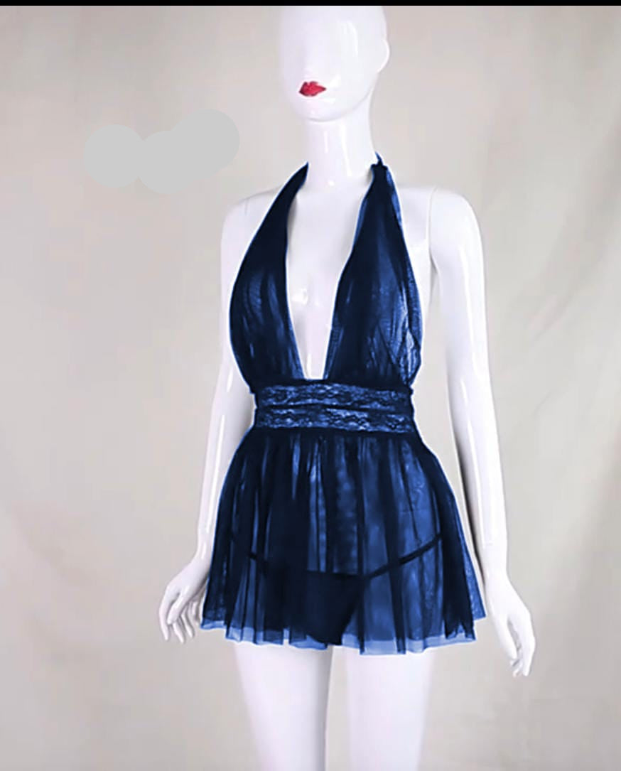 2 Piece Net Nighty with Thong Panty – Elegant & Bold Free Size
