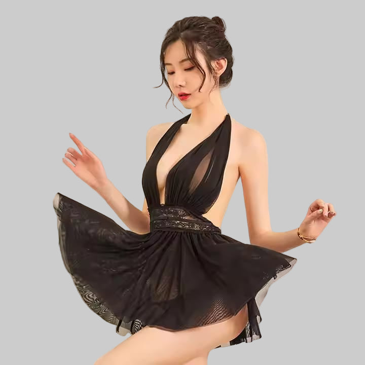 2 Piece Net Nighty with Thong Panty – Elegant & Bold Free Size