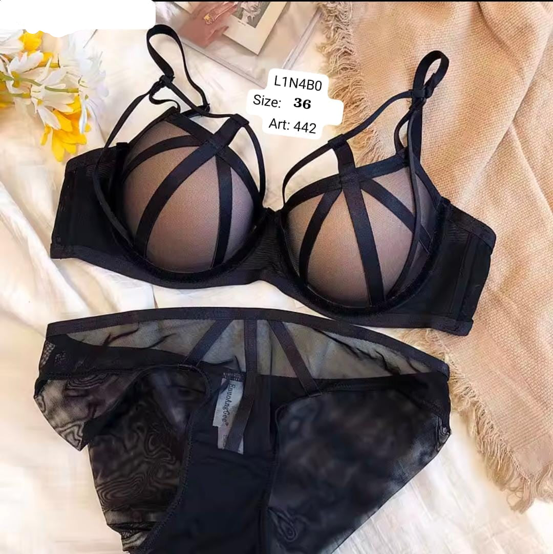 Strappy Sheer Lingerie Set