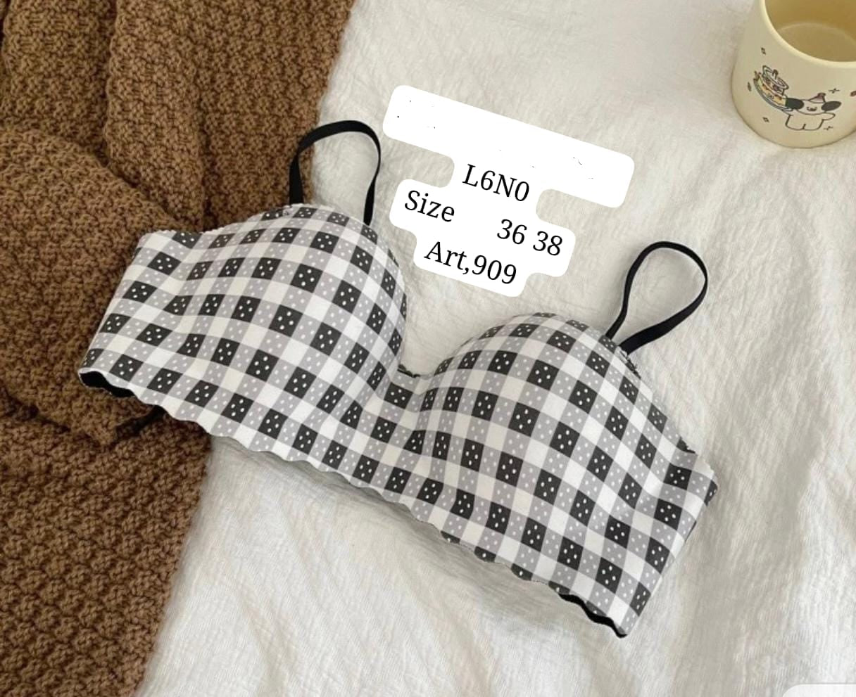 Yellow Check Padded Bra – Everyday Comfort