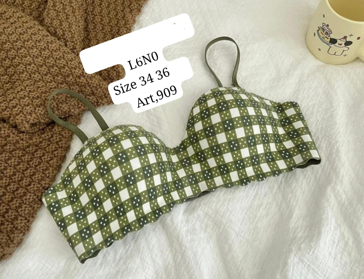 Yellow Check Padded Bra – Everyday Comfort