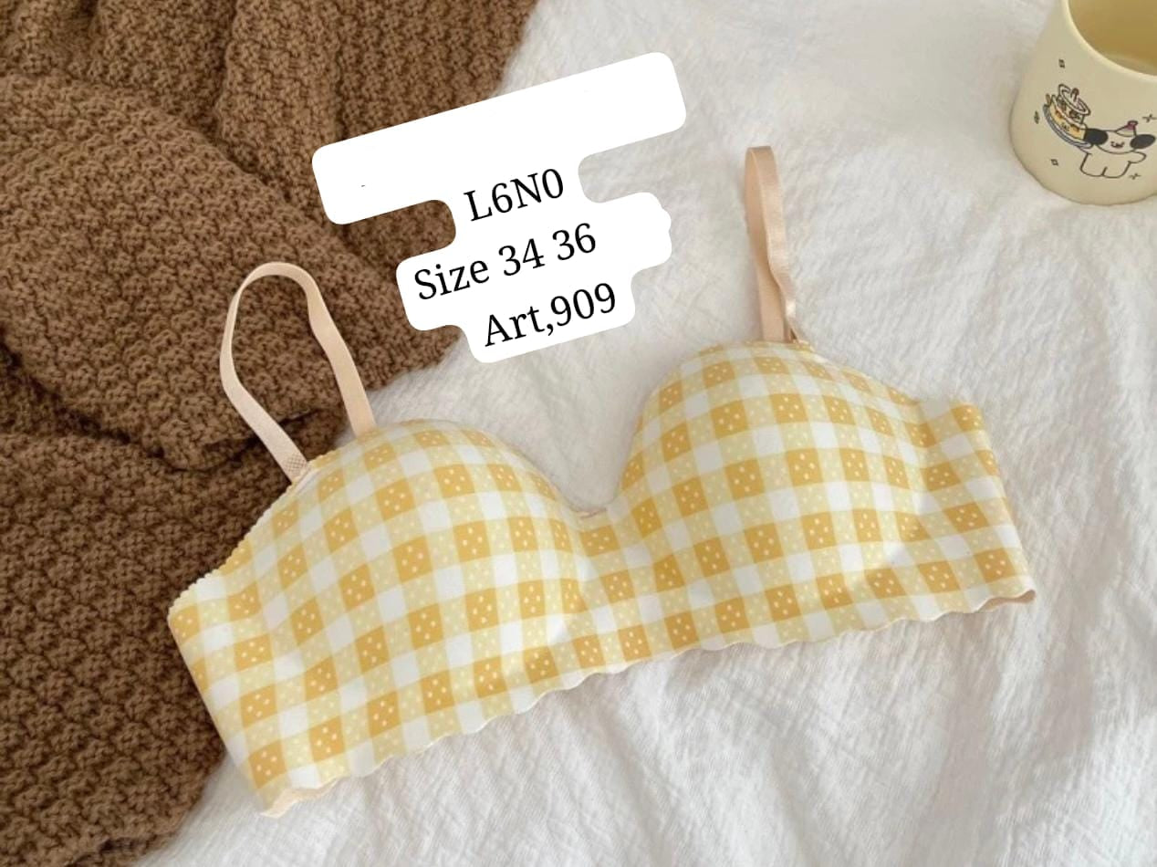 Yellow Check Padded Bra – Everyday Comfort