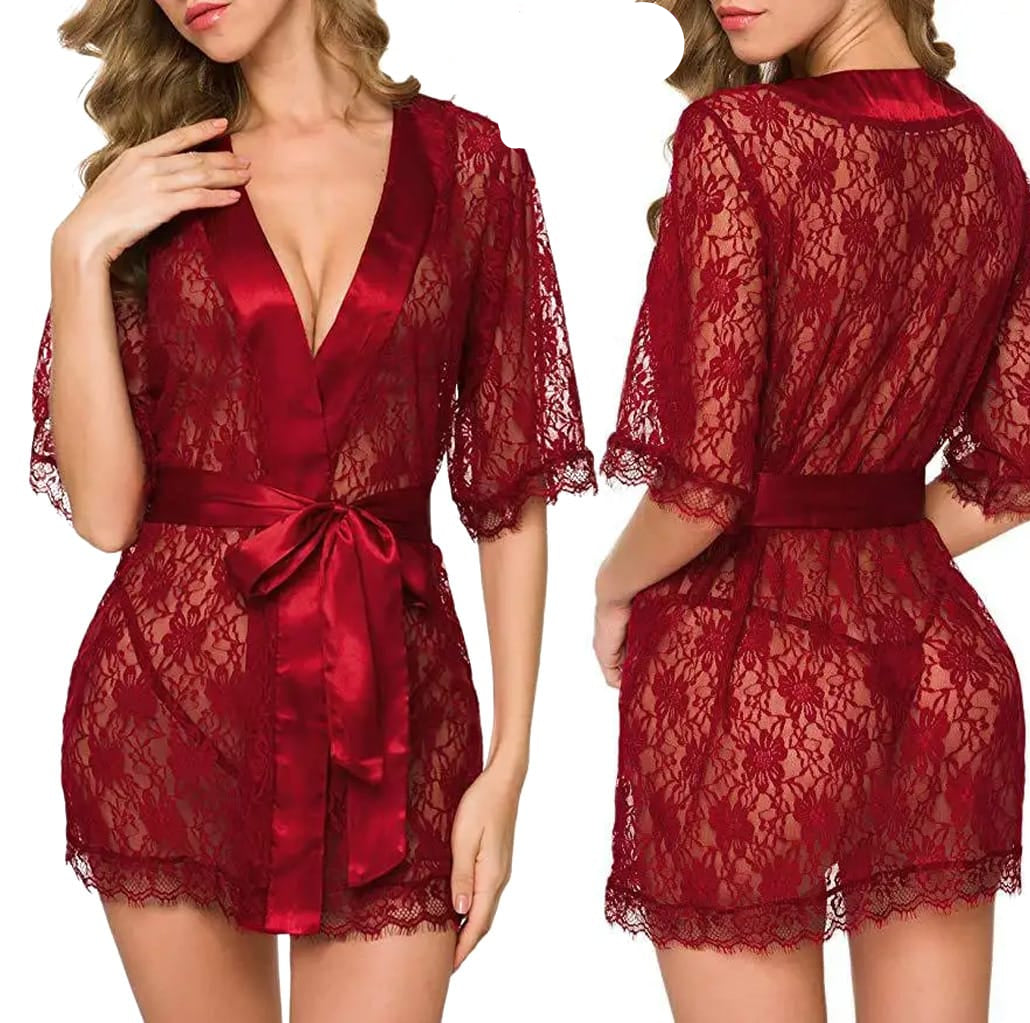 2 Piece Bridal Nighty Set – Gown &amp; Silk Panty Free Size