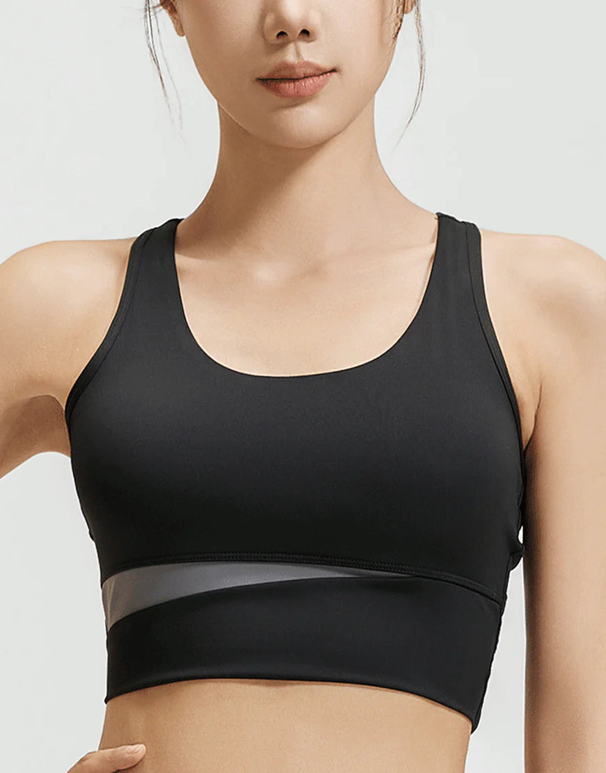 Ladify 4 WAY STRETCH MEDIUM IMPACT SPORTS BRA-Black