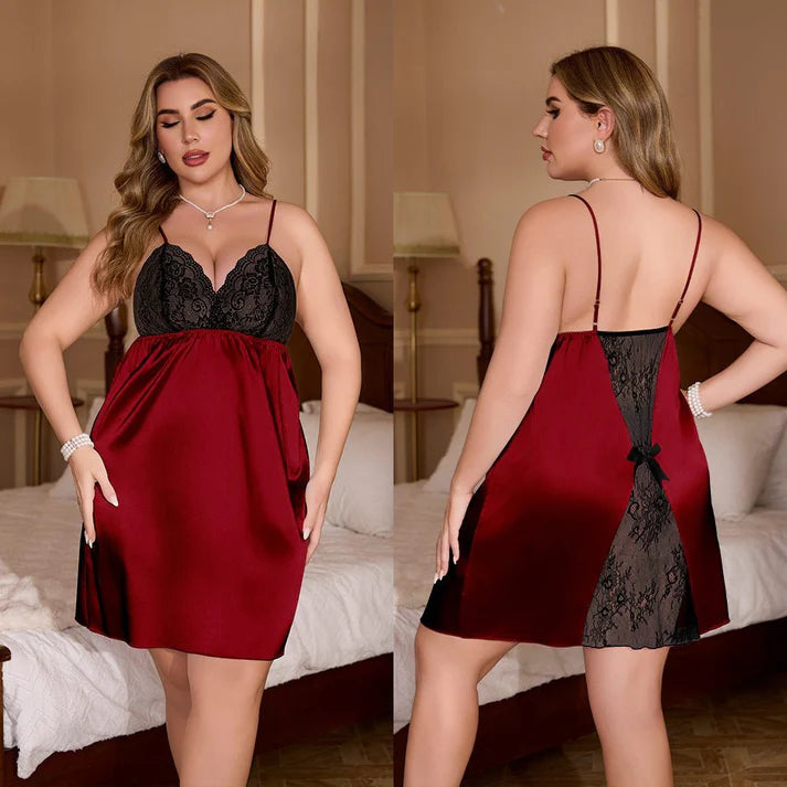 large-size nightdress women's summer backless sexy lace splicing short women's suspender skirt SQ22222